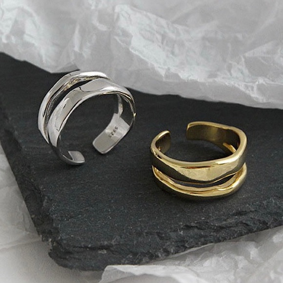 NEW 925 Sterling Silver Oblong Double Band Adjustable Ring - Picture 8 of 8